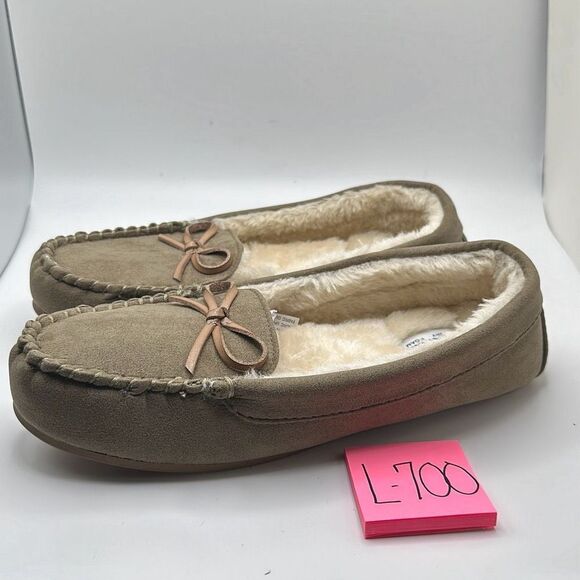 Cushionaire Women's Moccasin Slipper +Memory Foam 8 STONE - Picture 3 of 7